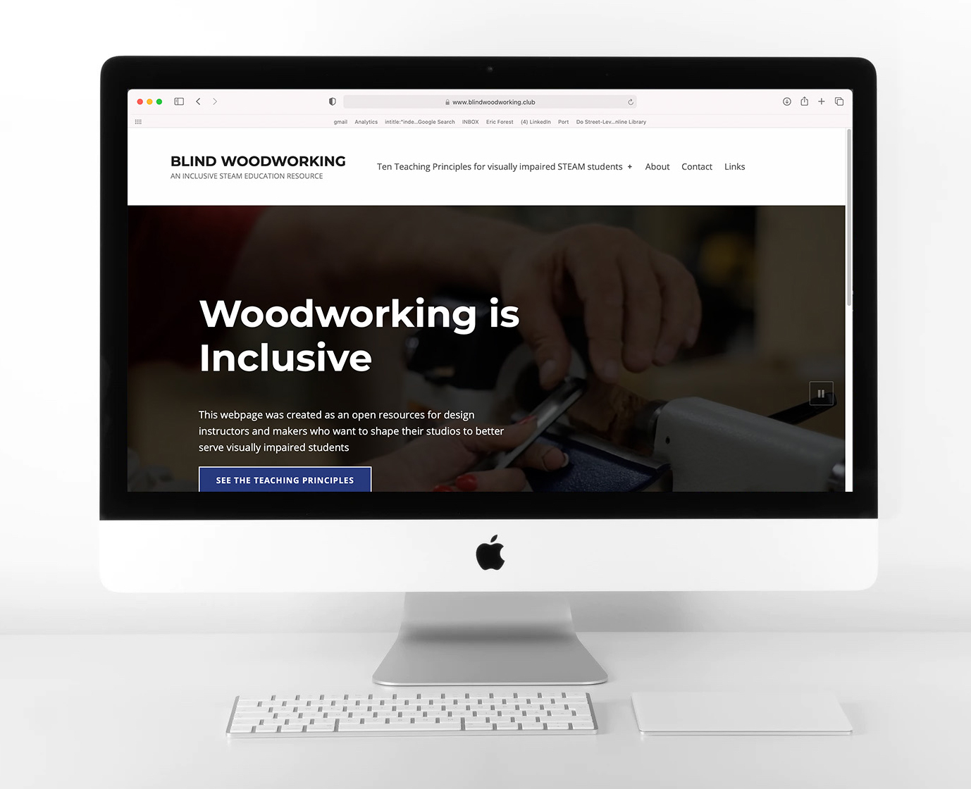 blindwoodworking.xyz hompage reads woodworking is includsive