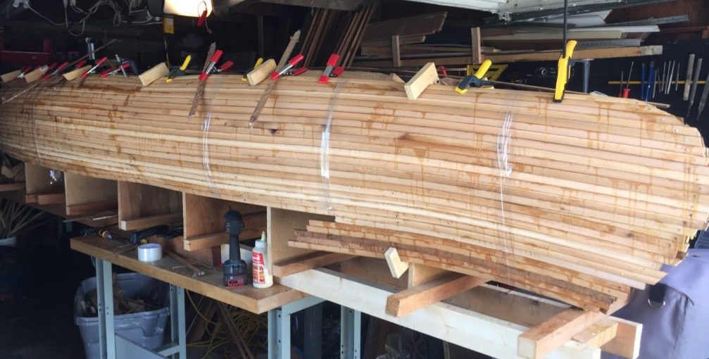 side of a canoe under construction