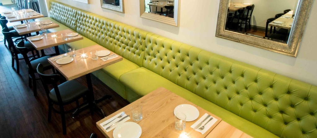 bench seating in the restaurant