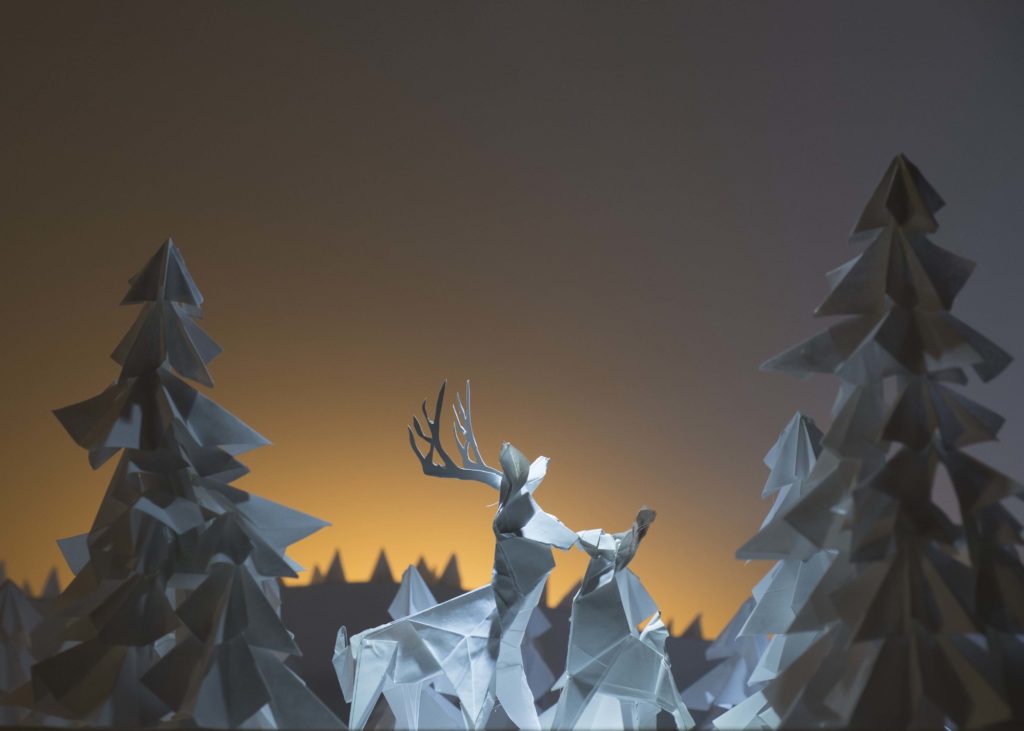paper reindeers and trees