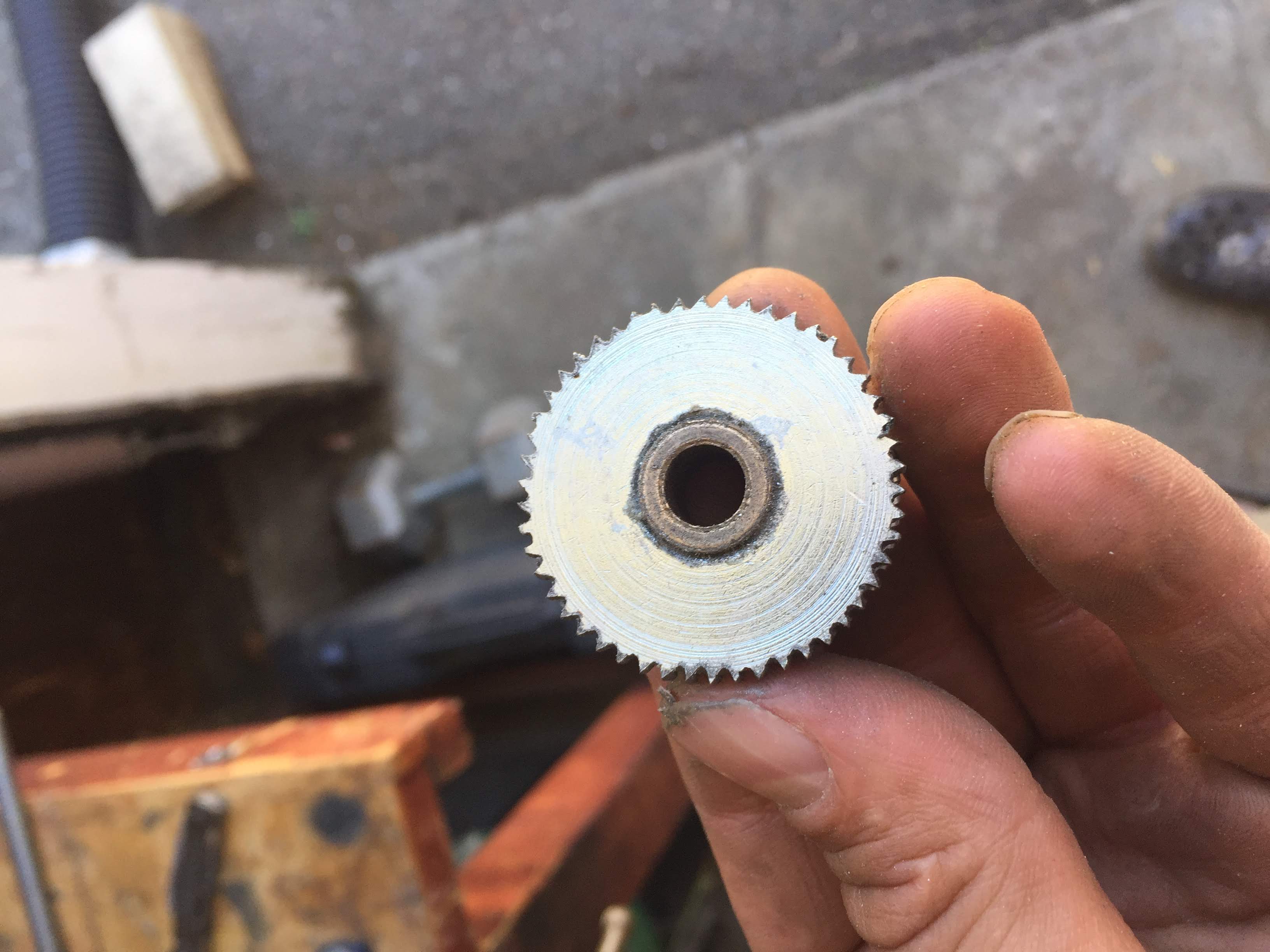 cylinder of metal has teeth cut, is now a gear